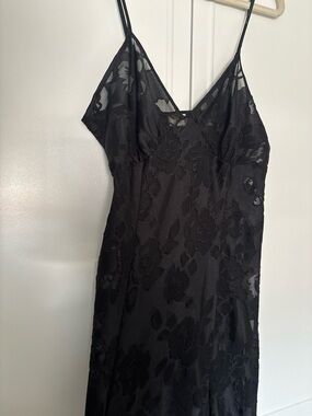 Vintage Victoria's Secret Lace Black Floral Slip